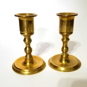 Pair of brass taper candle holders